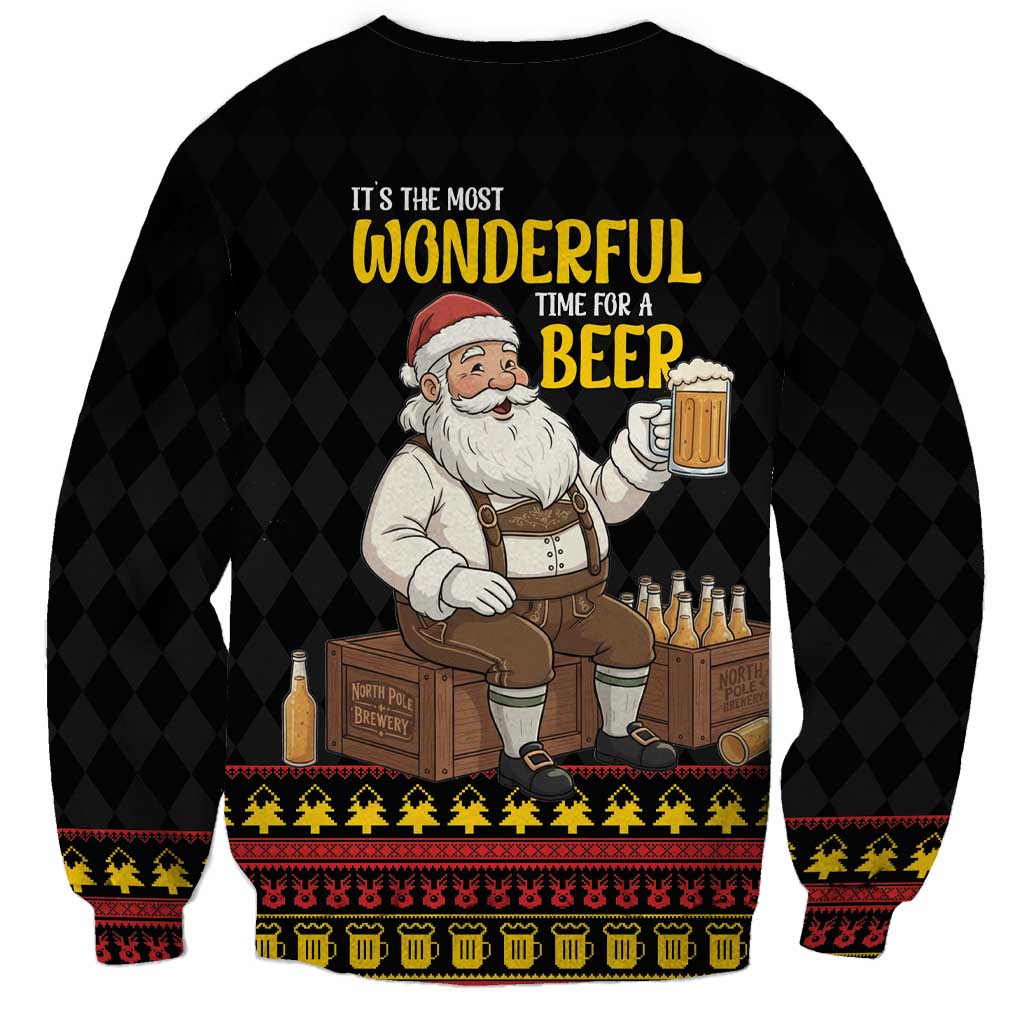 Funny Santa Claus Sweatshirt It's The Most Wonderful Time For A Beer - Wonder Print Shop