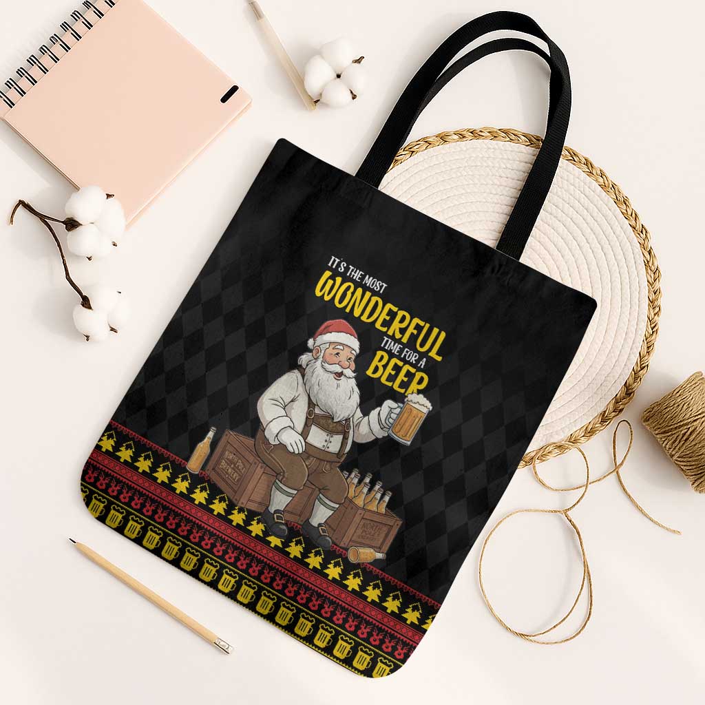 Funny Santa Claus Tote Bag It's The Most Wonderful Time For A Beer - Wonder Print Shop