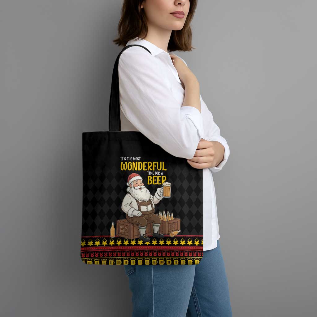 Funny Santa Claus Tote Bag It's The Most Wonderful Time For A Beer - Wonder Print Shop