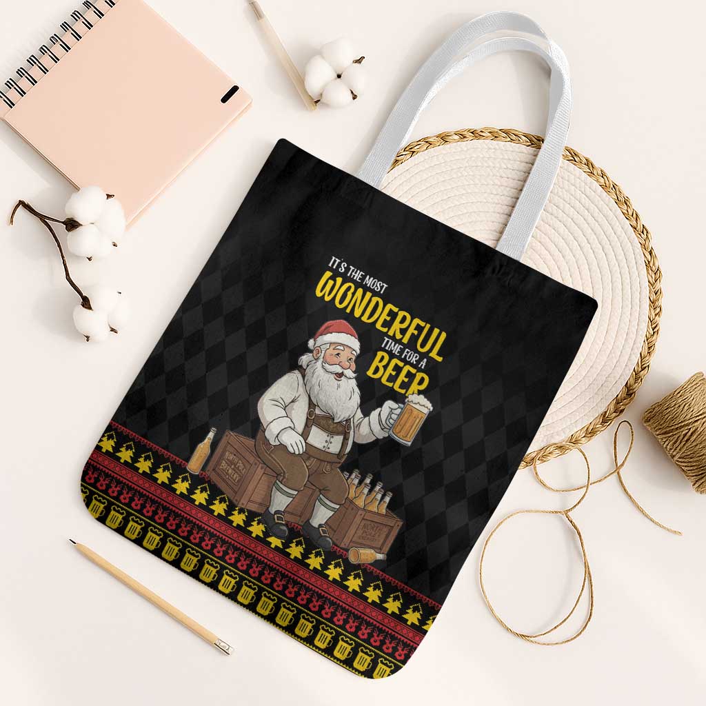 Funny Santa Claus Tote Bag It's The Most Wonderful Time For A Beer - Wonder Print Shop