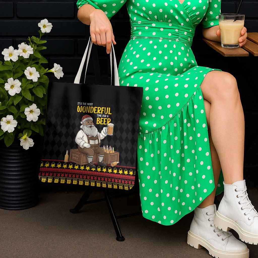Funny Santa Claus Tote Bag It's The Most Wonderful Time For A Beer - Wonder Print Shop