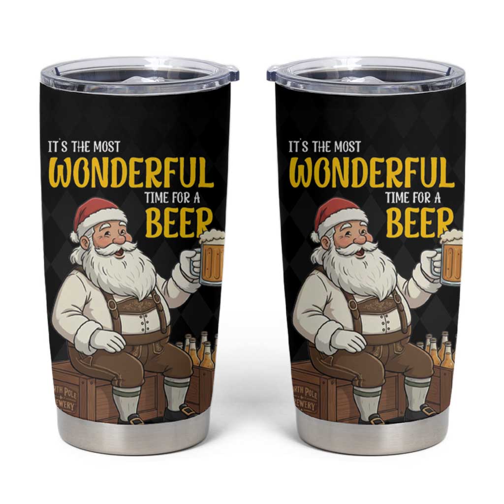 Funny Santa Claus Tumbler Cup It's The Most Wonderful Time For A Beer - Wonder Print Shop