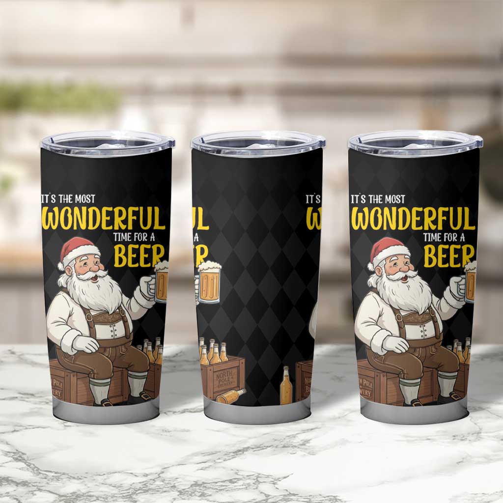 Funny Santa Claus Tumbler Cup It's The Most Wonderful Time For A Beer - Wonder Print Shop