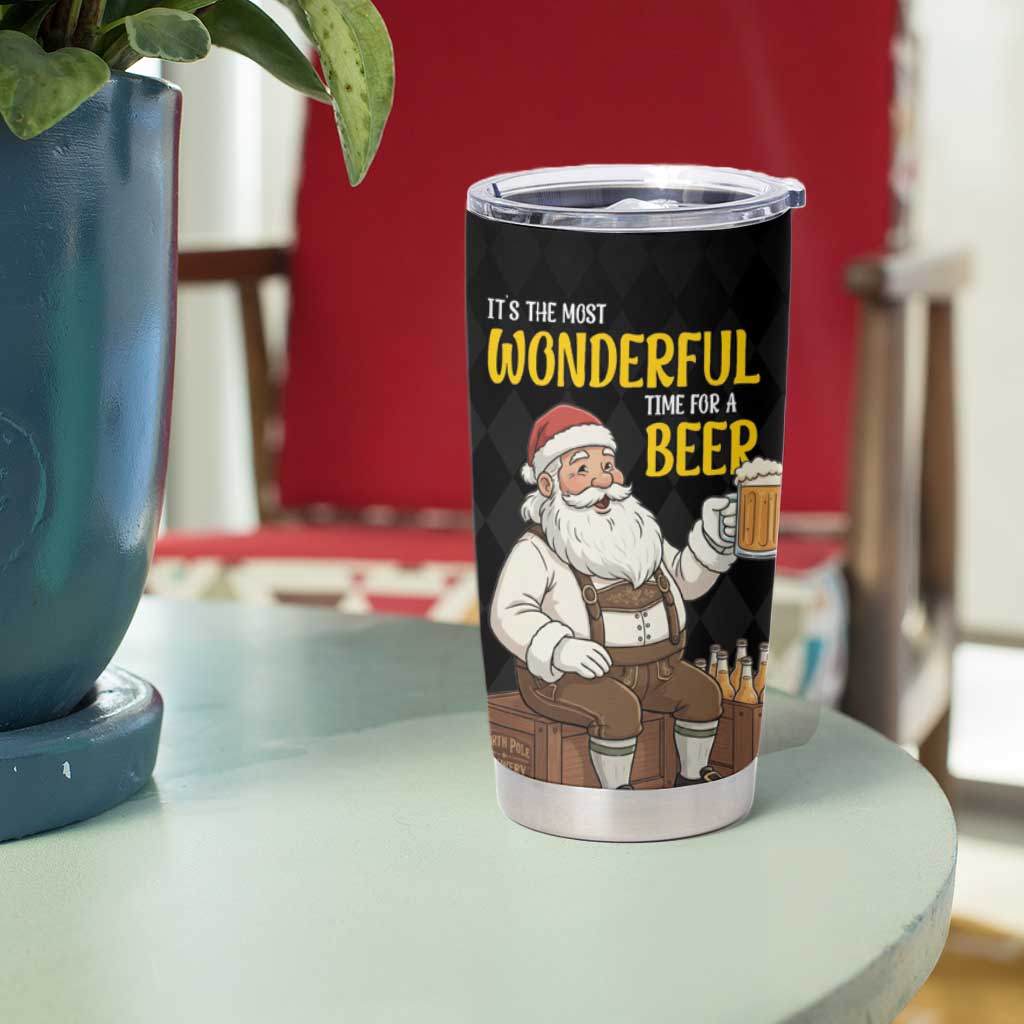Funny Santa Claus Tumbler Cup It's The Most Wonderful Time For A Beer - Wonder Print Shop