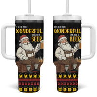 Funny Santa Claus Tumbler With Handle It's The Most Wonderful Time For A Beer - Wonder Print Shop