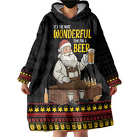 Funny Santa Claus Wearable Blanket Hoodie It's The Most Wonderful Time For A Beer - Wonder Print Shop