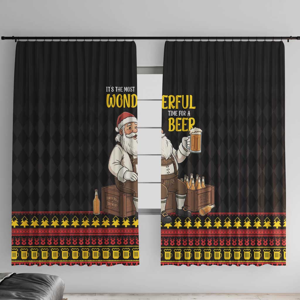 Funny Santa Claus Window Curtain It's The Most Wonderful Time For A Beer - Wonder Print Shop
