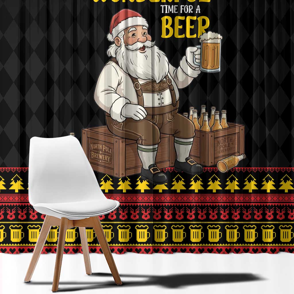Funny Santa Claus Window Curtain It's The Most Wonderful Time For A Beer - Wonder Print Shop