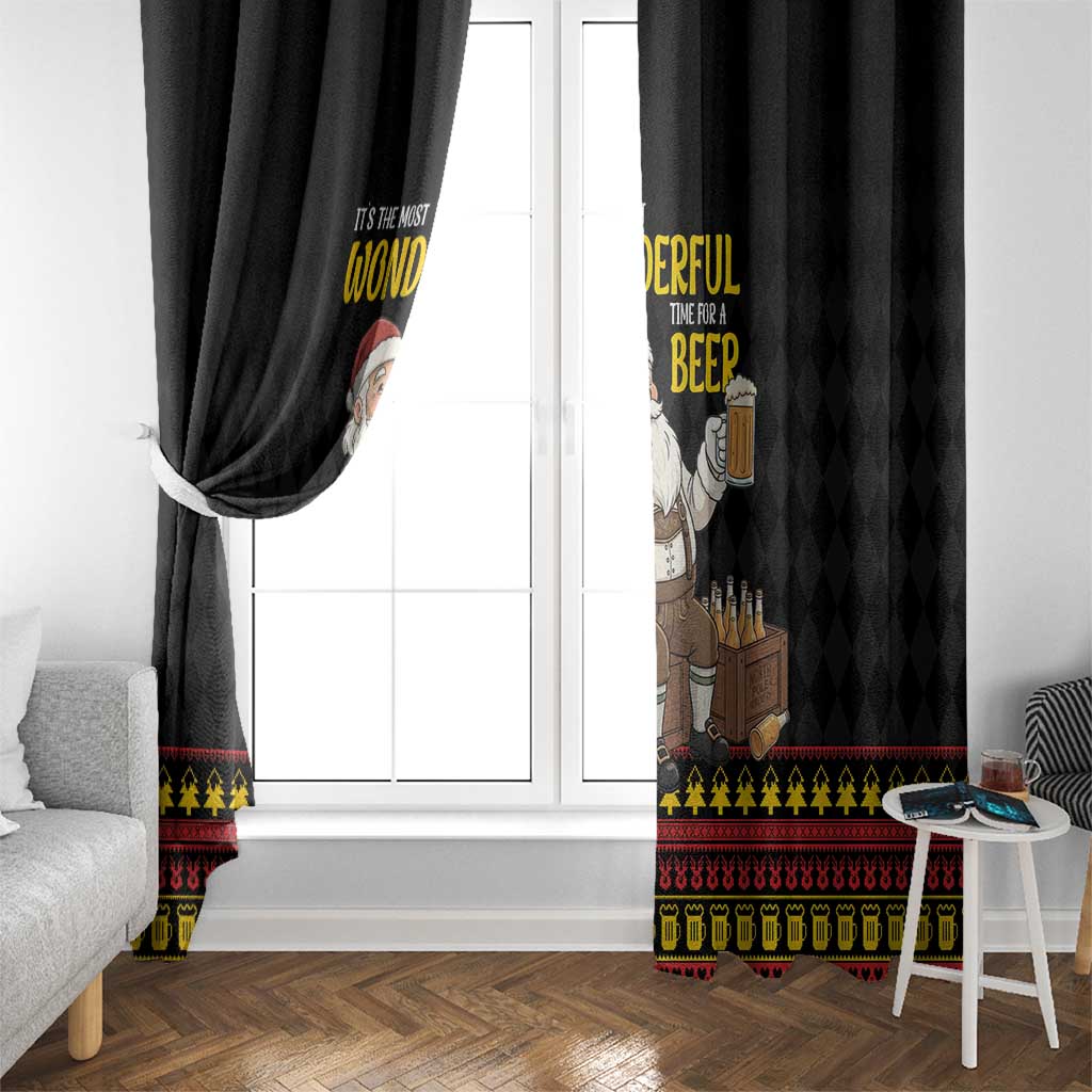 Funny Santa Claus Window Curtain It's The Most Wonderful Time For A Beer - Wonder Print Shop