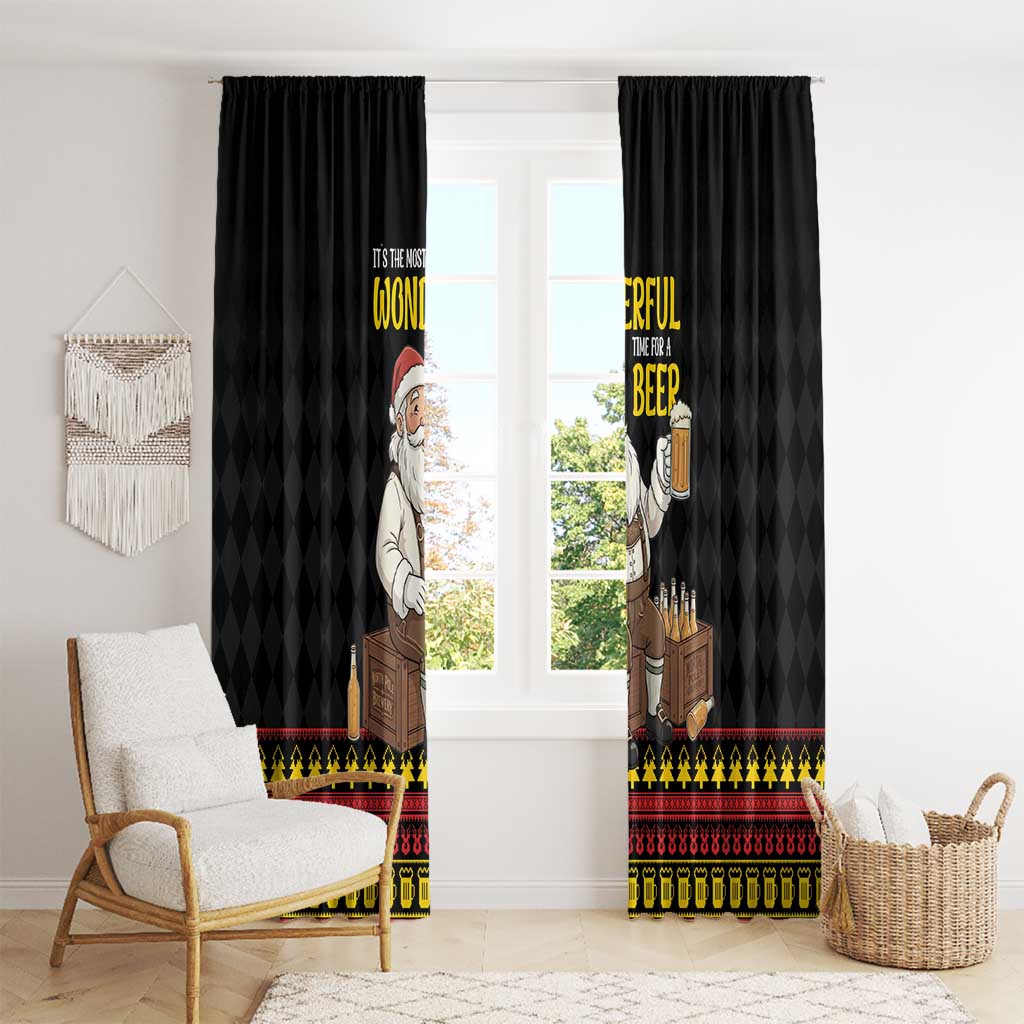 Funny Santa Claus Window Curtain It's The Most Wonderful Time For A Beer - Wonder Print Shop