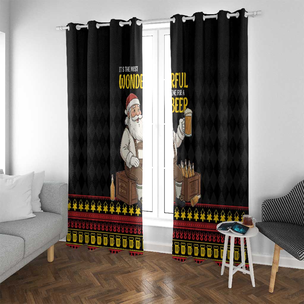 Funny Santa Claus Window Curtain It's The Most Wonderful Time For A Beer - Wonder Print Shop