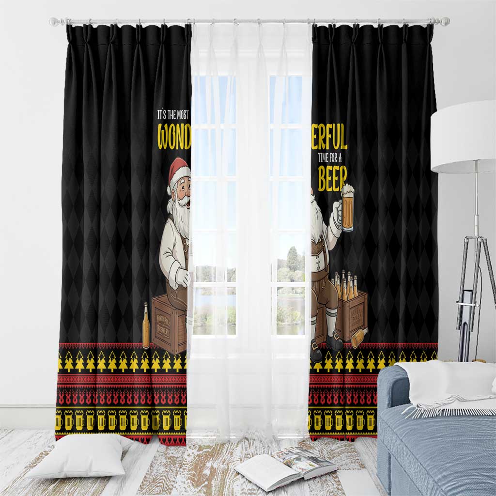 Funny Santa Claus Window Curtain It's The Most Wonderful Time For A Beer - Wonder Print Shop