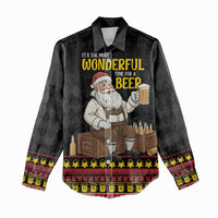 Funny Santa Claus Women Casual Shirt It's The Most Wonderful Time For A Beer - Wonder Print Shop