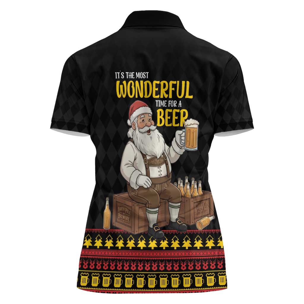 Funny Santa Claus Women Polo Shirt It's The Most Wonderful Time For A Beer - Wonder Print Shop