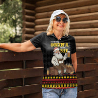 Funny Santa Claus Women Polo Shirt It's The Most Wonderful Time For A Beer - Wonder Print Shop