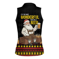 Funny Santa Claus Women Sleeveless Polo Shirt It's The Most Wonderful Time For A Beer - Wonder Print Shop