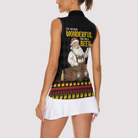 Funny Santa Claus Women Sleeveless Polo Shirt It's The Most Wonderful Time For A Beer - Wonder Print Shop
