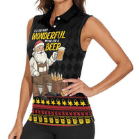 Funny Santa Claus Women Sleeveless Polo Shirt It's The Most Wonderful Time For A Beer - Wonder Print Shop