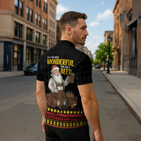 Funny Santa Claus Zipper Polo Shirt It's The Most Wonderful Time For A Beer - Wonder Print Shop