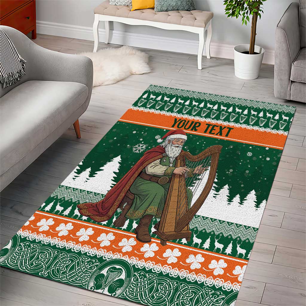 Ireland Christmas Personalized Area Rug Daidi na Nollag With Irish Harp - Wonder Print Shop