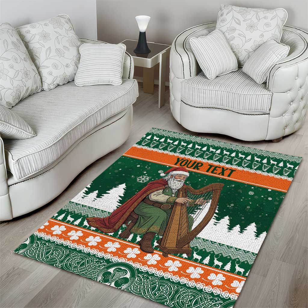Ireland Christmas Personalized Area Rug Daidi na Nollag With Irish Harp - Wonder Print Shop