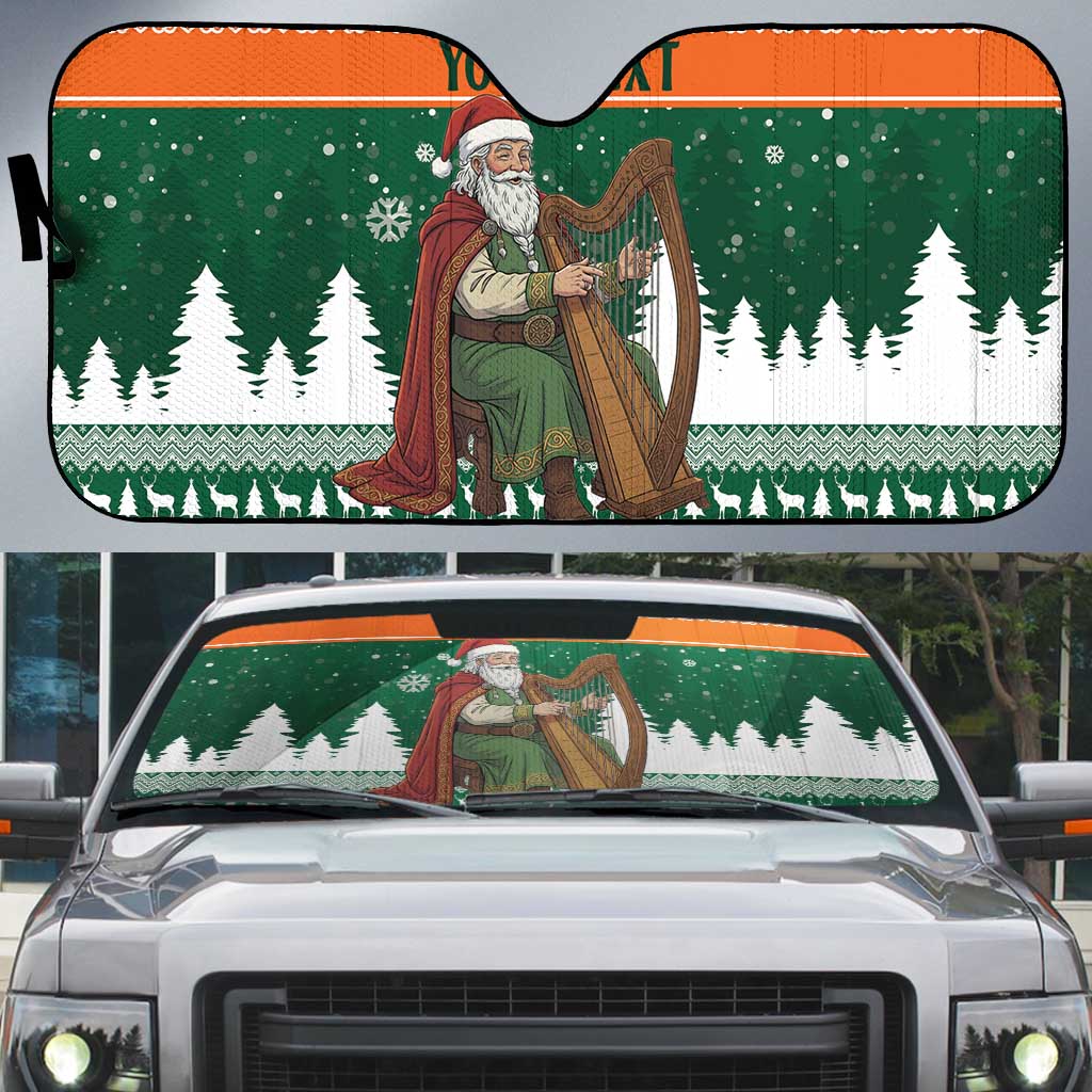 Ireland Christmas Personalized Auto Sun Shade Daidi na Nollag With Irish Harp - Wonder Print Shop