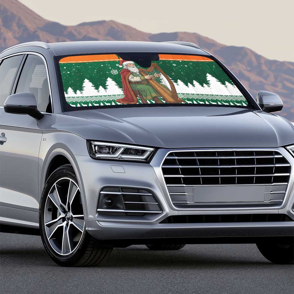 Ireland Christmas Personalized Auto Sun Shade Daidi na Nollag With Irish Harp - Wonder Print Shop