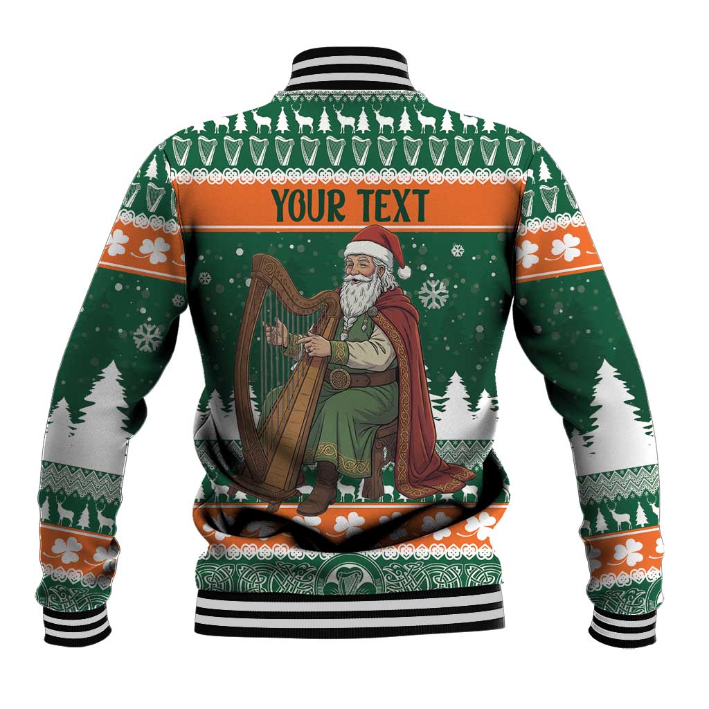 Ireland Christmas Personalized Baseball Jacket Daidi na Nollag With Irish Harp - Wonder Print Shop