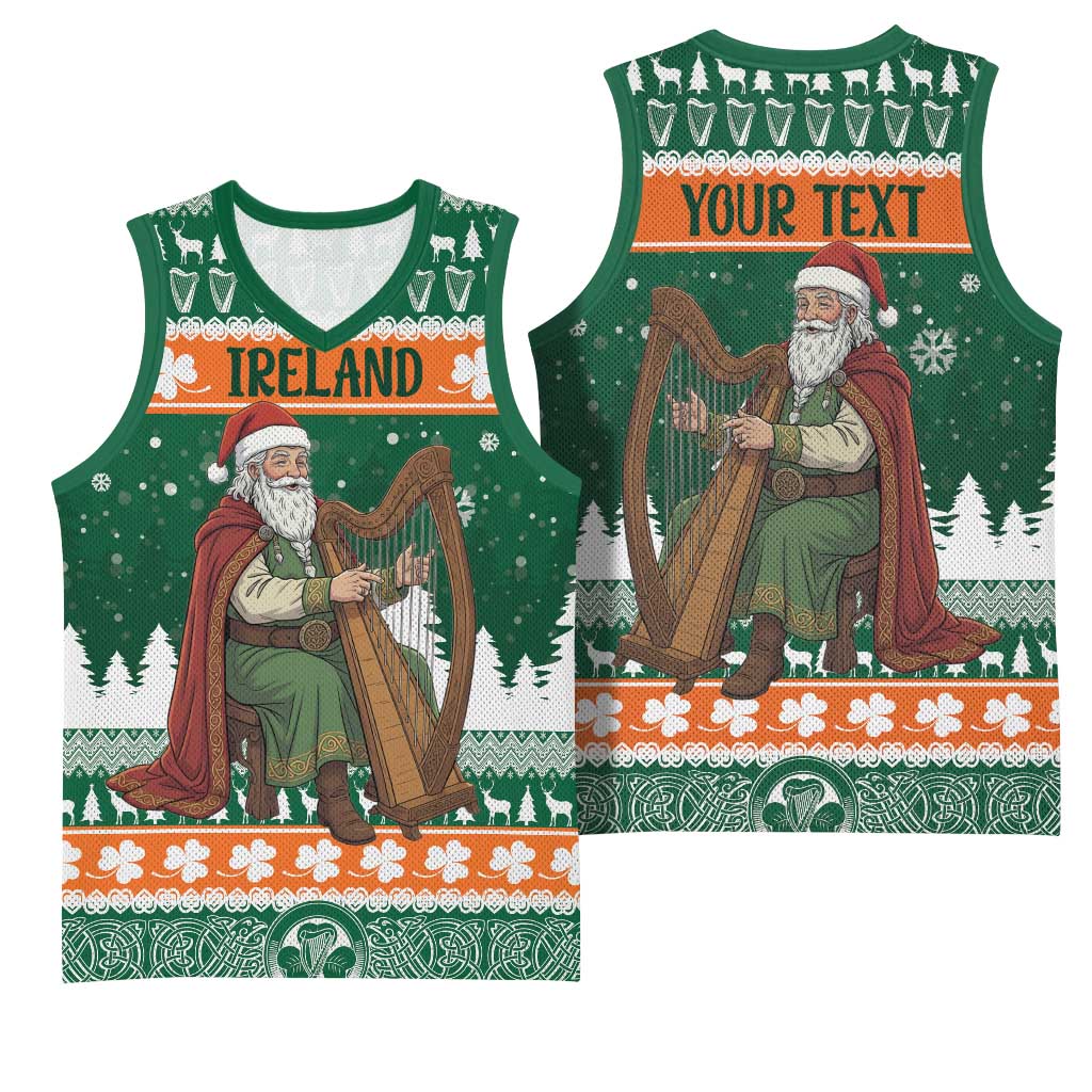 Ireland Christmas Personalized Basketball Jersey Daidi na Nollag With Irish Harp - Wonder Print Shop