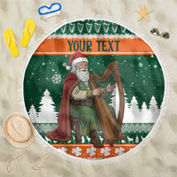 Ireland Christmas Personalized Beach Blanket Daidi na Nollag With Irish Harp - Wonder Print Shop