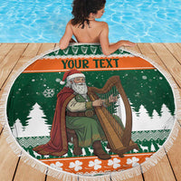 Ireland Christmas Personalized Beach Blanket Daidi na Nollag With Irish Harp - Wonder Print Shop
