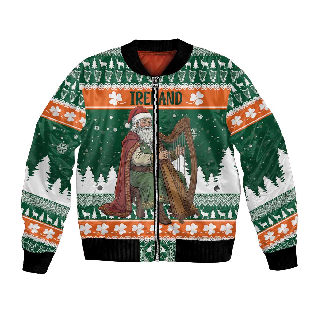 Ireland Christmas Personalized Bomber Jacket Daidi na Nollag With Irish Harp - Wonder Print Shop