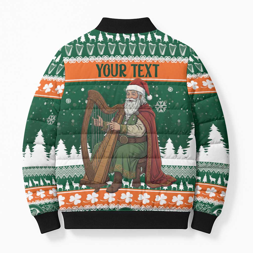 Ireland Christmas Personalized Bomber Puffer Jacket Daidi na Nollag With Irish Harp - Wonder Print Shop