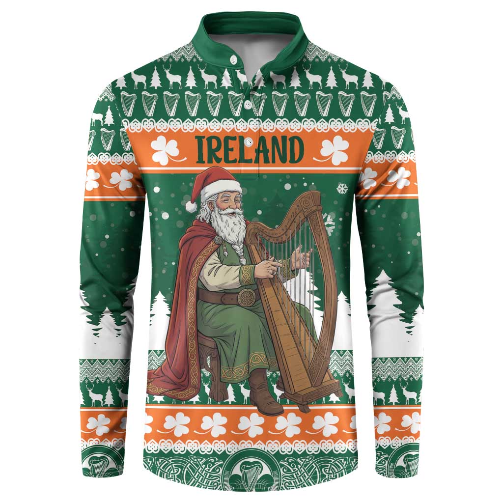 Ireland Christmas Personalized Button Sweatshirt Daidi na Nollag With Irish Harp - Wonder Print Shop