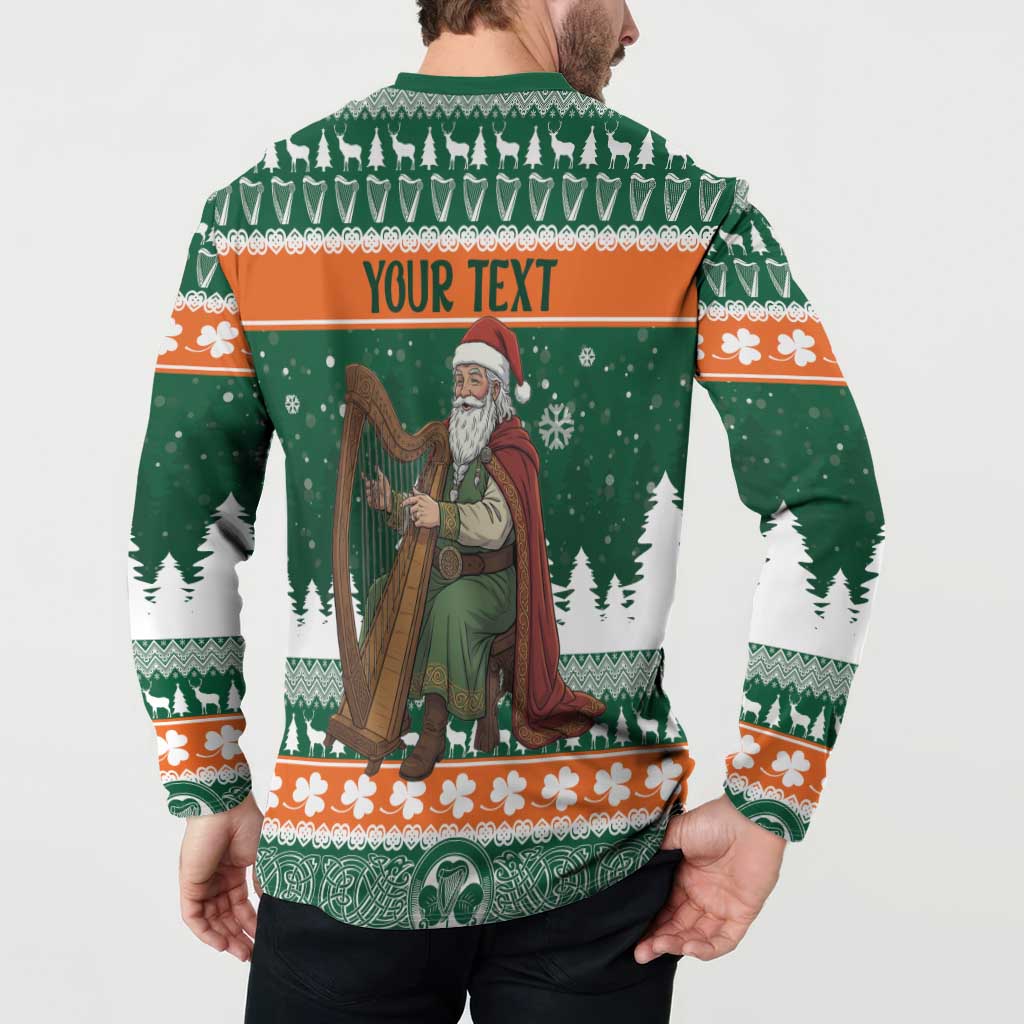 Ireland Christmas Personalized Button Sweatshirt Daidi na Nollag With Irish Harp - Wonder Print Shop