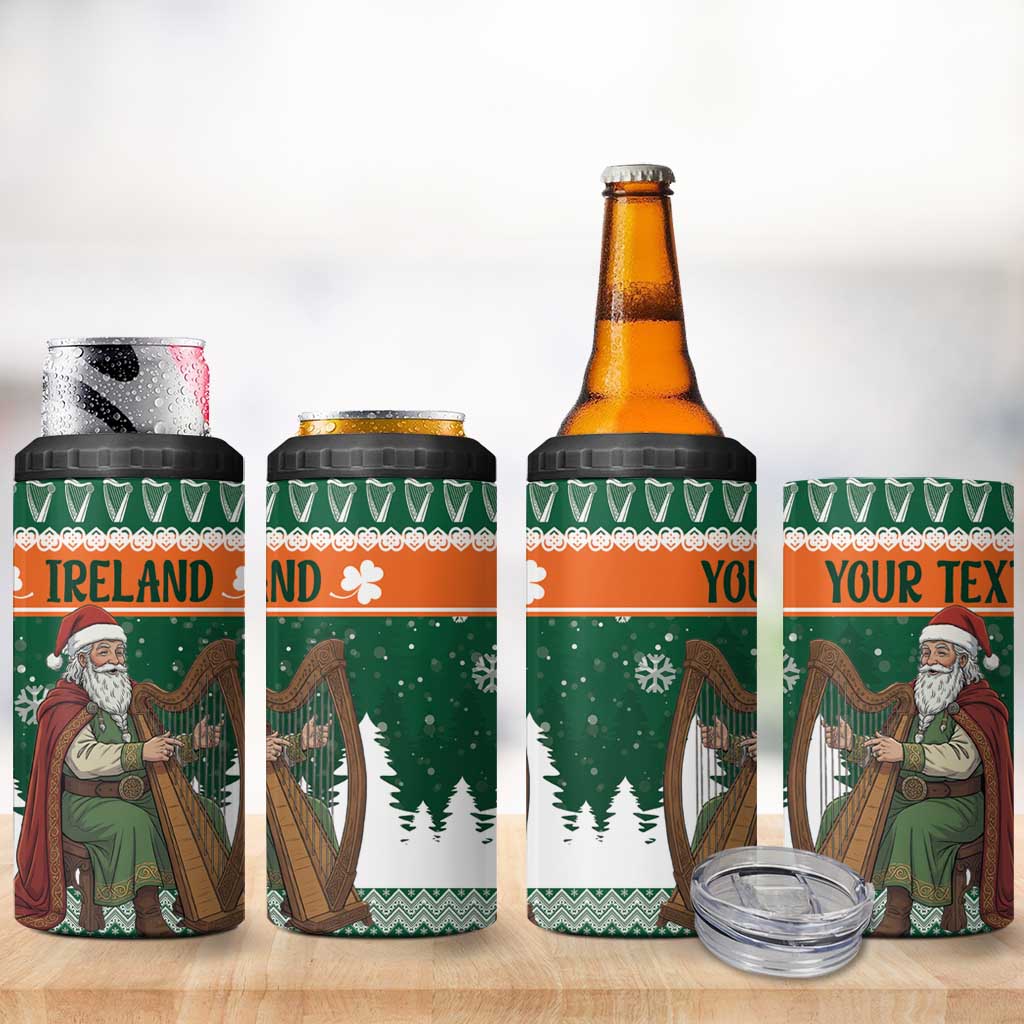 Ireland Christmas Personalized 4 in 1 Can Cooler Tumbler Daidi na Nollag With Irish Harp - Wonder Print Shop
