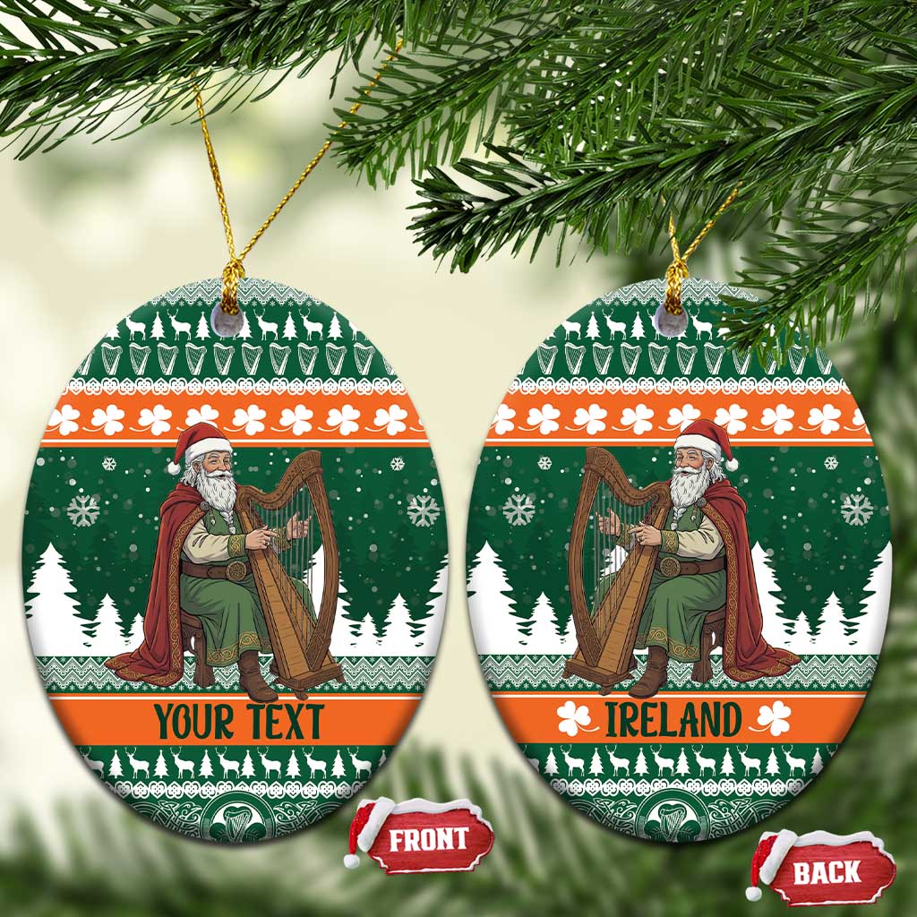 Ireland Christmas Personalized Ceramic Ornament Daidi na Nollag With Irish Harp - Wonder Print Shop