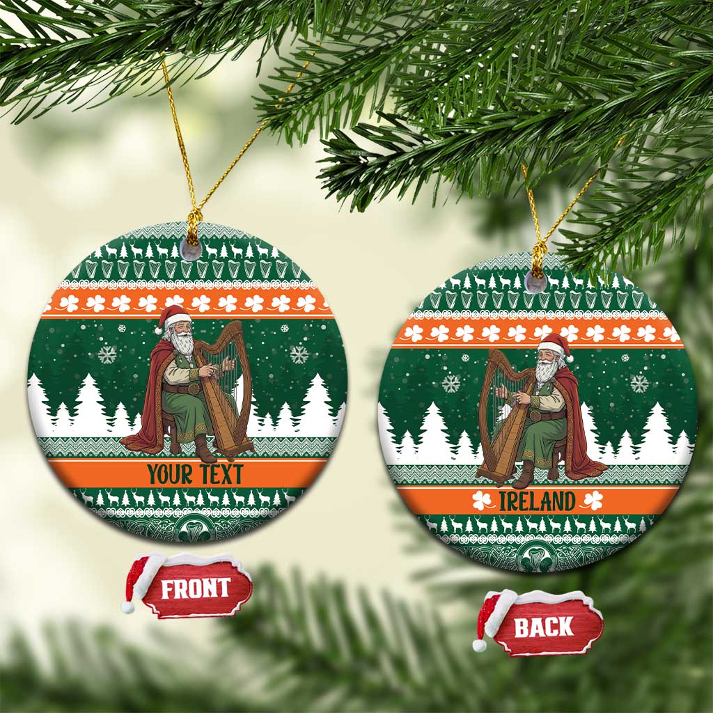 Ireland Christmas Personalized Ceramic Ornament Daidi na Nollag With Irish Harp - Wonder Print Shop