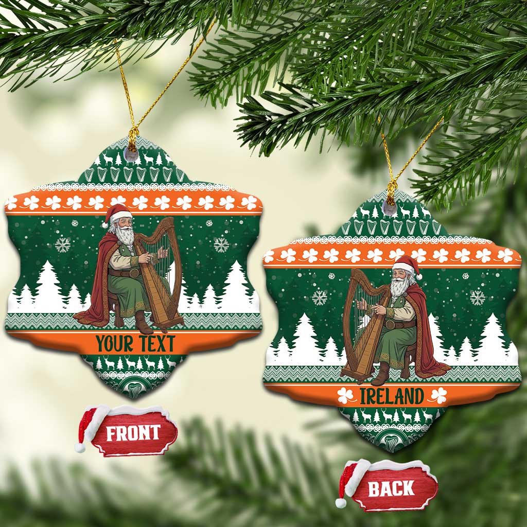 Ireland Christmas Personalized Ceramic Ornament Daidi na Nollag With Irish Harp - Wonder Print Shop