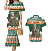 Ireland Christmas Personalized Couples Matching Mermaid Dress and Hawaiian Shirt Daidi na Nollag With Irish Harp - Wonder Print Shop