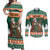 Ireland Christmas Personalized Couples Matching Off Shoulder Maxi Dress and Long Sleeve Button Shirt Daidi na Nollag With Irish Harp - Wonder Print Shop