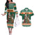 Ireland Christmas Personalized Couples Matching Off The Shoulder Long Sleeve Dress and Hawaiian Shirt Daidi na Nollag With Irish Harp - Wonder Print Shop
