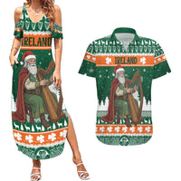 Ireland Christmas Personalized Couples Matching Summer Maxi Dress and Hawaiian Shirt Daidi na Nollag With Irish Harp - Wonder Print Shop