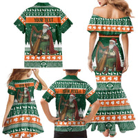 Ireland Christmas Personalized Family Matching Mermaid Dress and Hawaiian Shirt Daidi na Nollag With Irish Harp - Wonder Print Shop