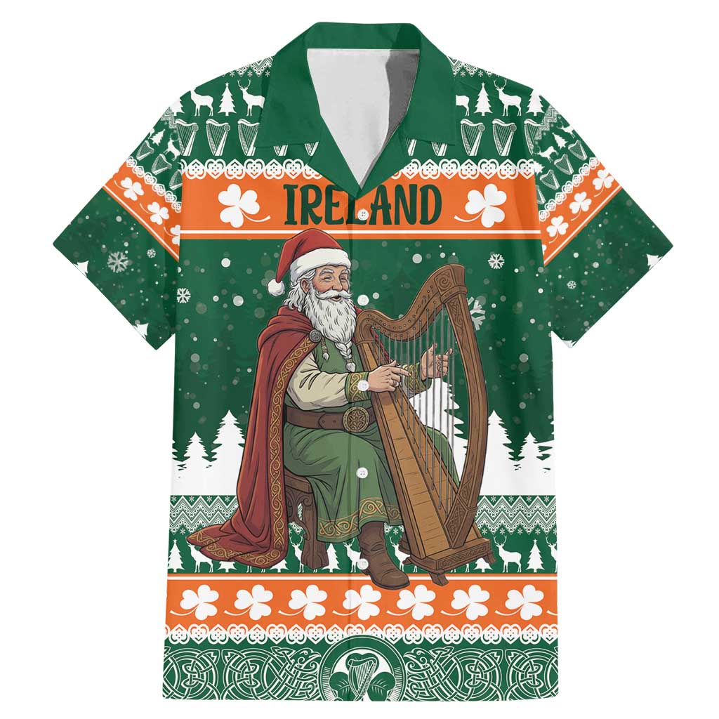 Ireland Christmas Personalized Family Matching Mermaid Dress and Hawaiian Shirt Daidi na Nollag With Irish Harp - Wonder Print Shop