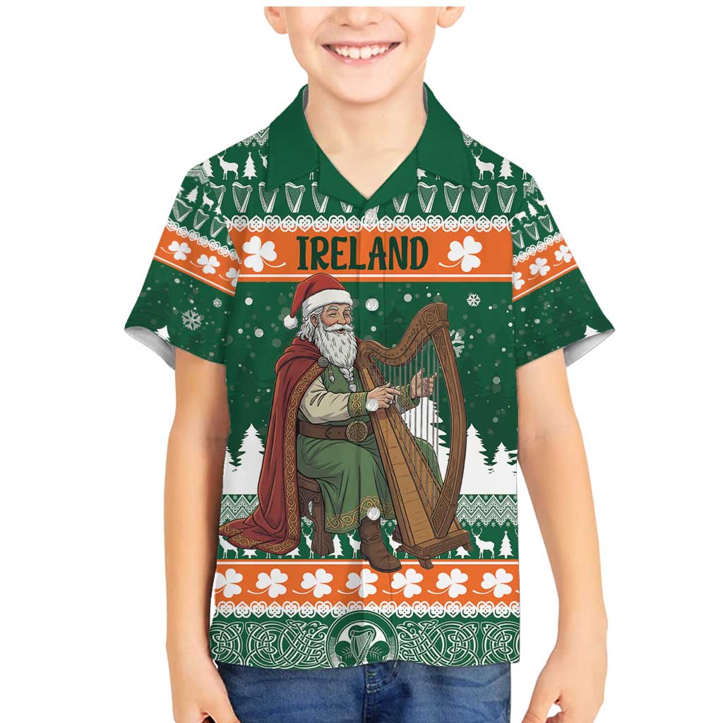 Ireland Christmas Personalized Family Matching Mermaid Dress and Hawaiian Shirt Daidi na Nollag With Irish Harp - Wonder Print Shop