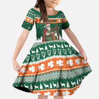 Ireland Christmas Personalized Family Matching Off The Shoulder Long Sleeve Dress and Hawaiian Shirt Daidi na Nollag With Irish Harp - Wonder Print Shop