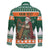Ireland Christmas Personalized Family Matching Off The Shoulder Long Sleeve Dress and Hawaiian Shirt Daidi na Nollag With Irish Harp - Wonder Print Shop