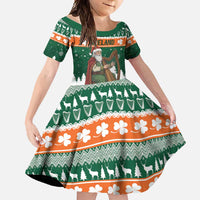 Ireland Christmas Personalized Family Matching Off Shoulder Maxi Dress and Hawaiian Shirt Daidi na Nollag With Irish Harp - Wonder Print Shop