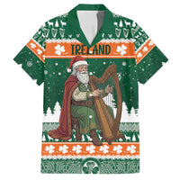 Ireland Christmas Personalized Family Matching Off Shoulder Maxi Dress and Hawaiian Shirt Daidi na Nollag With Irish Harp - Wonder Print Shop